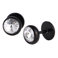 Load image into Gallery viewer, Schraubverschluss Fake Piercing Expander Edelstahl schwarz weißer Zirkonia Stein Ø 13 mm - chic-net.de
