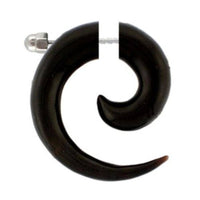Load image into Gallery viewer, Schwarz Tribal Fake Piercing Spirale Schraubverschluss Buffalo Horn 6 mm Edelstahl Ohrring - chic-net.de
