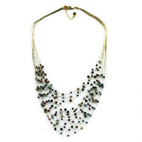 Cargar imagen en el visor de la galería, Seidenfaden Kette gold Glaskristall Perlen bunt handgefädelt 54 cm Metallverschluss nickelfrei - chic-net.de
