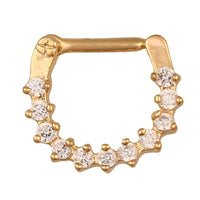 Load image into Gallery viewer, Septum Clicker Piercing Edelstahl goldfarben Rand weiße Steine - chic-net.de
