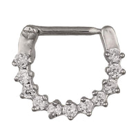 Load image into Gallery viewer, Septum Clicker Piercing Edelstahl silberfarben Rand weiße Zirkonia Steine - chic-net.de
