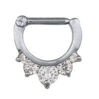 Load image into Gallery viewer, Septum Clicker Piercing Edelstahl silberfarben weiße Zirkonia Steine - chic-net.de
