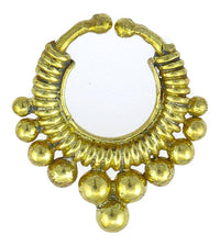 Load image into Gallery viewer, Septum Fake Piercing Nasenringe Kugeln Spiralfeder Messing goldfarben nickelfrei antik exotisch Ohrring - chic-net.de
