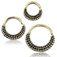 Load image into Gallery viewer, Septum Piercing Messing 1.2mm Punkte Sichel - chic-net.de
