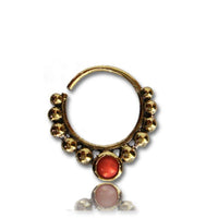 Cargar imagen en el visor de la galería, Septum Piercing Nasenringe Achat rot Kugeln Messing 1 mm golden antik Ohrring - chic-net.de
