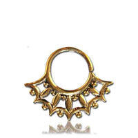 Cargar imagen en el visor de la galería, Septum Piercing Nasenringe Fächer Spitzen Messing 1 mm goldfarben nickelfrei antik exotisch Ohrring - chic-net.de
