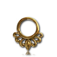 Load image into Gallery viewer, Septum Piercing Nasenringe Halbbögen Tropfen Messing 1,6 mm goldfarben nickelfrei antik exotisch Ohrring - chic-net.de
