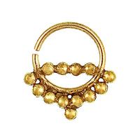 Cargar imagen en el visor de la galería, Septum Piercing Nasenringe Linie Kugeln Messing Tribal goldfarben nickelfrei antik Ohrring - chic-net.de
