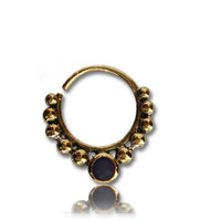Cargar imagen en el visor de la galería, Septum Piercing Nasenringe Onyx Kugeln Messing 1 mm golden antik Ohrring schwarz - chic-net.de
