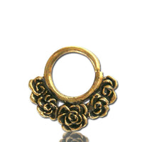 Cargar imagen en el visor de la galería, Septum Piercing Nasenringe Rosen Band Messing 1 mm goldfarben antik Ohrring - chic-net.de
