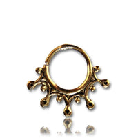Cargar imagen en el visor de la galería, Septum Piercing Nasenringe Tropfen Kugeln Messing 1,6 mm goldfarben nickelfrei antik exotisch Ohrring - chic-net.de

