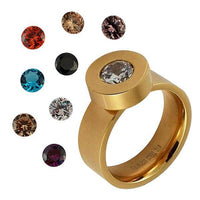 Cargar imagen en el visor de la galería, Set Glitzer Glas Kristall Ohrstecker Ring gold weiß Edelstahl Damen Wechsel Schmuck Glaskristall - chic-net.de
