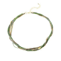 Load image into Gallery viewer, Set Kette Armband 18 karat vergoldet Leder Bündel Ketten nickelfrei rot grün beige - chic-net.de
