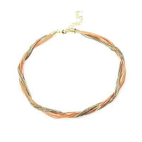 Load image into Gallery viewer, Set Kette Armband 18 karat vergoldet Leder Bündel Ketten nickelfrei rot grün beige - chic-net.de
