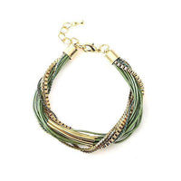 Load image into Gallery viewer, Set Kette Armband 18 karat vergoldet Leder Bündel Ketten nickelfrei rot grün beige - chic-net.de
