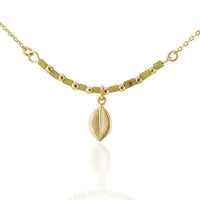 Cargar imagen en el visor de la galería, Set Kette Armband 18 karat vergoldet Perlen länglich Blatt grün nickelfrei Charm Anhänger - chic-net.de
