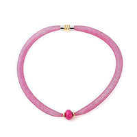 Load image into Gallery viewer, Set Kette Armband Stein Perle Nylon Schlauch Magnetverschluss zweilagig nickelfrei bunt neon - chic-net.de
