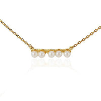 Cargar imagen en el visor de la galería, Set Kette Ohrringe 18 karat vergoldet Ketten Perlen Bogen nickelfrei weiß Reihe - chic-net.de
