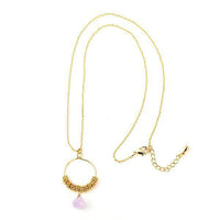 Cargar imagen en el visor de la galería, Set Kette Ohrringe 18 karat vergoldet lila Stein Ringe Blumen nickelfrei facettiert gold - chic-net.de
