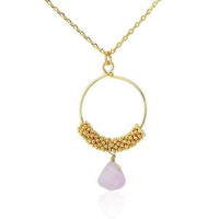 Cargar imagen en el visor de la galería, Set Kette Ohrringe 18 karat vergoldet lila Stein Ringe Blumen nickelfrei facettiert gold - chic-net.de
