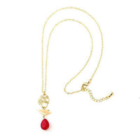 Cargar imagen en el visor de la galería, Set Kette Ohrringe 18 karat vergoldet rot Tropfen Vogel Kreise nickelfrei Stein Perlmutt weiß - chic-net.de
