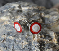 Cargar imagen en el visor de la galería, Shiva Auge koralle rot rund 10mm Ohrstecker 925 Silber - chic-net.de
