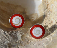 Cargar imagen en el visor de la galería, Shiva Auge koralle rot rund 10mm Ohrstecker 925 Silber - chic-net.de
