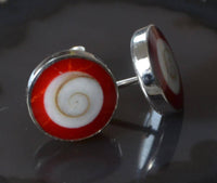 Cargar imagen en el visor de la galería, Shiva Auge koralle rot rund 10mm Ohrstecker 925 Silber - chic-net.de
