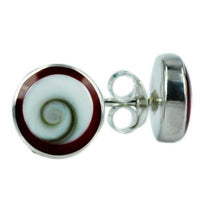 Cargar imagen en el visor de la galería, Shiva Auge koralle rot rund 10mm Ohrstecker 925 Silber - chic-net.de
