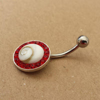 Load image into Gallery viewer, Shivaauge Bananen Piercing rund Glaskristall rot Bauchnabel 925er Silber Shiva Auge - chic-net.de
