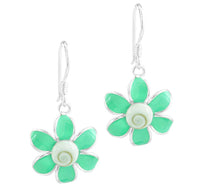 Cargar imagen en el visor de la galería, Shivaauge Emaille Blume grün Silberohrring Ohrring Ohrhänger 925er Sterling Silber Shiva Auge Damen - chic-net.de
