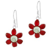 Cargar imagen en el visor de la galería, Shivaauge Emaille Blume rot Silberohrring Ohrring Ohrhänger 925er Sterling Silber Shiva Auge Damen - chic-net.de
