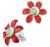Cargar imagen en el visor de la galería, Shivaauge Emaille Blume rot Silberohrringe Ohrstecker 925er Sterling Silber Shiva Auge Damen - chic-net.de
