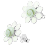 Cargar imagen en el visor de la galería, Shivaauge Emaille Blume weiß Silberohrstecker Ohrstecker 925er Sterling Silber Shiva Auge Damen - chic-net.de
