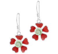Load image into Gallery viewer, Shivaauge Emaille Blüte rot Silberohrring Ohrring Ohrhänger 925er Sterling Silber Shiva Auge Damen - chic-net.de
