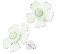 Cargar imagen en el visor de la galería, Shivaauge Emaille Blüte weiß Silberohrstecker Ohrstecker 925er Sterling Silber Shiva Auge Damen - chic-net.de
