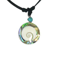Load image into Gallery viewer, Shivaauge Kette rund Poa Muschel Umrandung Baumwolle gewachst Shiva Auge Anhänger verstellbar - chic-net.de
