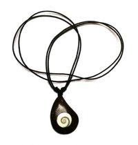 Cargar imagen en el visor de la galería, Shivaauge Kette Tropfen Kokosholz Rand Baumwolle gewachst Shiva Auge verstellbar - chic-net.de
