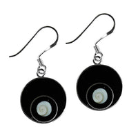 Load image into Gallery viewer, Shivaauge Kreise Resin schwarz Ohrringe 14 mm 925er Sterling Silber Shiva Auge Shivaeye - chic-net.de

