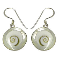 Load image into Gallery viewer, Shivaauge Perlmutt Silberohrringe rund 12 mm Ohrringe Ohrhänger 925er Sterling Silber Shiva Auge Eye - chic-net.de
