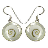 Load image into Gallery viewer, Shivaauge Perlmutt Silberohrringe rund 15 mm Ohrringe Ohrhänger 925er Sterling Silber Shiva Auge Eye - chic-net.de
