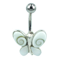 Load image into Gallery viewer, Shivaauge Piercing Schmetterling Perlmutt Bananen-Piercing 925er Sterling Silber Muschel Shiva Auge - chic-net.de
