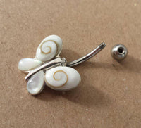 Load image into Gallery viewer, Shivaauge Piercing Schmetterling Perlmutt Bananen-Piercing 925er Sterling Silber Muschel Shiva Auge - chic-net.de
