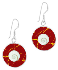 Load image into Gallery viewer, Shivaauge rot Koralle Raisin Harz Silberohrringe Ohrringe Ohrhänger 925er Sterling Silber Shiva Auge - chic-net.de
