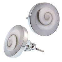 Load image into Gallery viewer, Shivaauge rund 12 mm Perlmutt Silberohrstecker Ohrstecker 925er Sterling Silber Shiva Auge Eye Damen - chic-net.de
