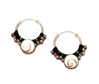 Load image into Gallery viewer, Shivaauge rund Creole Baumwolle schwarz Ohrringe 925er Sterling Silber Shiva Auge Shivaeye - chic-net.de
