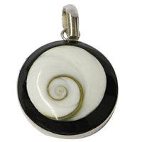Cargar imagen en el visor de la galería, Shivaauge Silberanhänger 23 mm schwarz rund Anhänger 925er Sterling Silber Shiva Auge Damen Schmuck - chic-net.de
