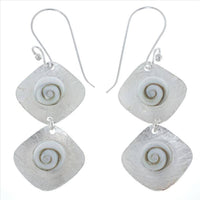 Load image into Gallery viewer, Shivaauge Silberohrringe lang gebürstet Karos Ohrringe 925er Silber Shiva Auge Eye Damen Schmuck - chic-net.de
