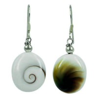 Load image into Gallery viewer, Shivaauge Silberohrringe oval 13 mm Rückseite grün braun Ohrringe 925 Silber Shiva Auge Eye Damen - chic-net.de
