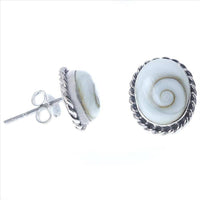 Load image into Gallery viewer, Shivaauge Zopfmuster rund Silberohrstecker Ohrstecker 925er Sterling Silber Shiva Auge Eye Damen - chic-net.de
